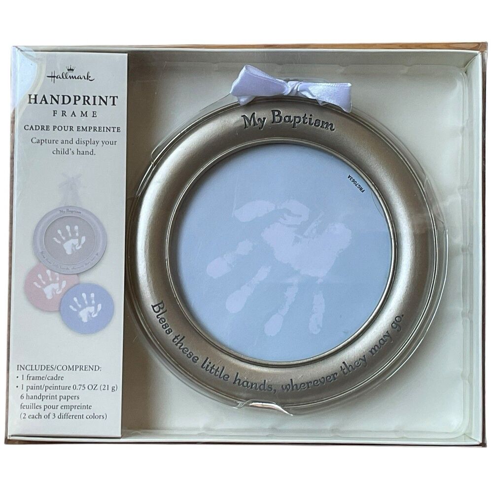 New Hallmark Handprint Hanging Frame Kit Baptism “Bless These Hands” Nursery